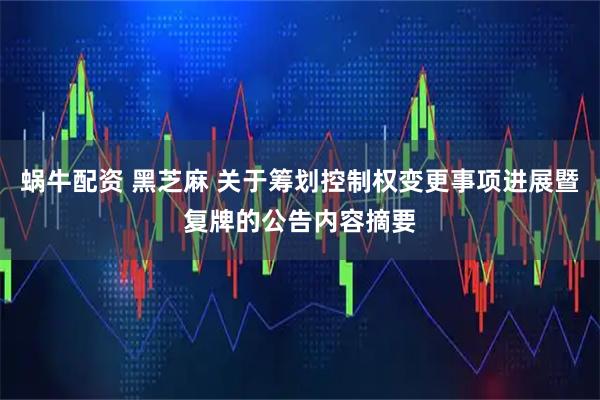 蜗牛配资 黑芝麻 关于筹划控制权变更事项进展暨复牌的公告内容摘要