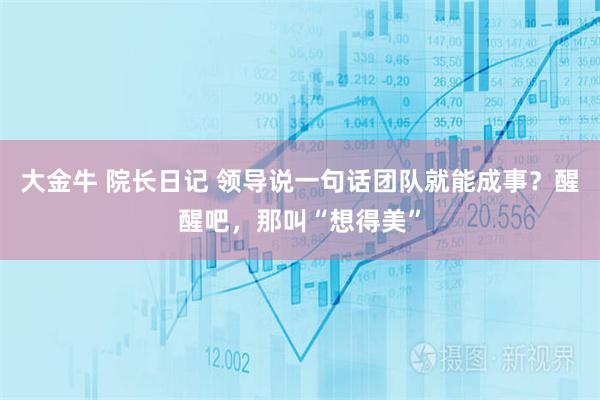 大金牛 院长日记 领导说一句话团队就能成事？醒醒吧，那叫“想得美”